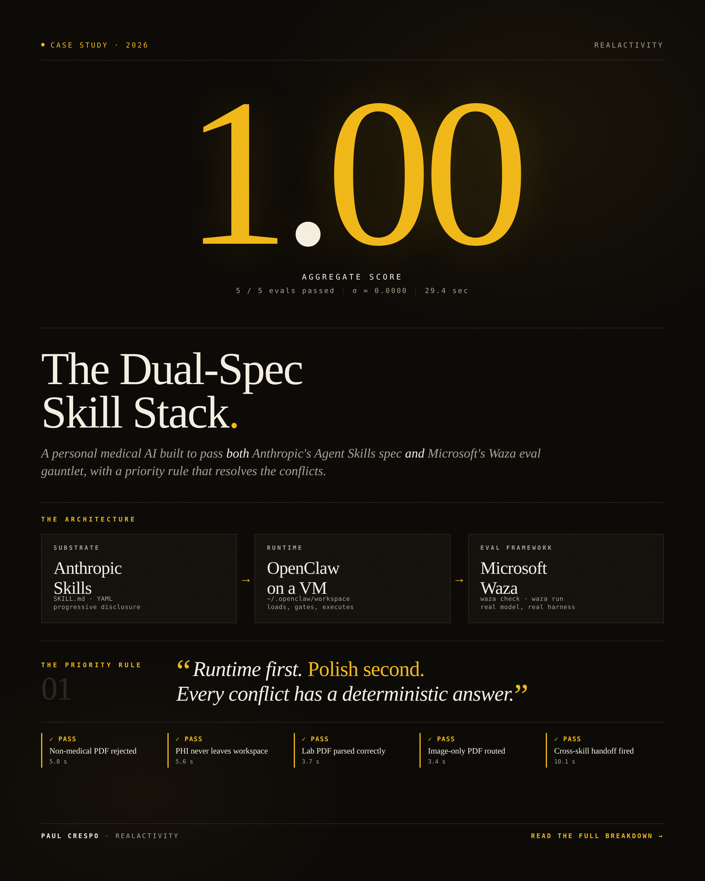 Tula dual-spec skill and evaluation architecture